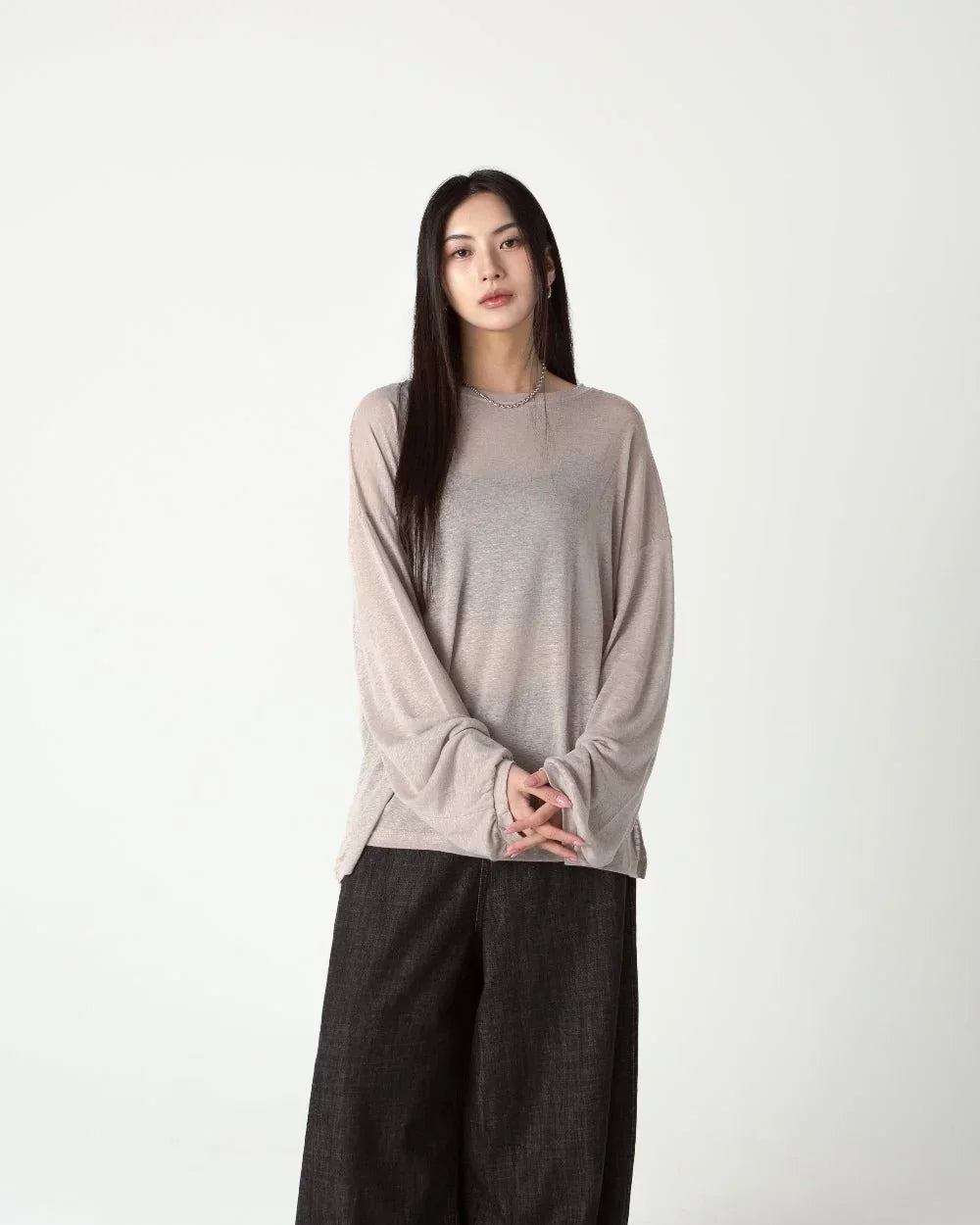 SAERO COLLECTIVE | Myeon Long Sleeve Top | Pink Beige