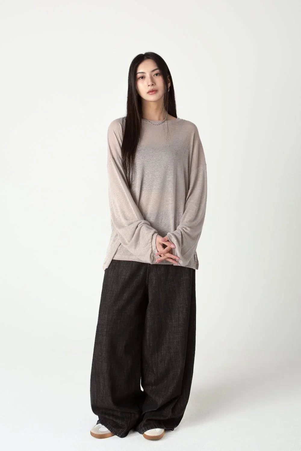 SAERO COLLECTIVE | Myeon Long Sleeve Top | Pink Beige
