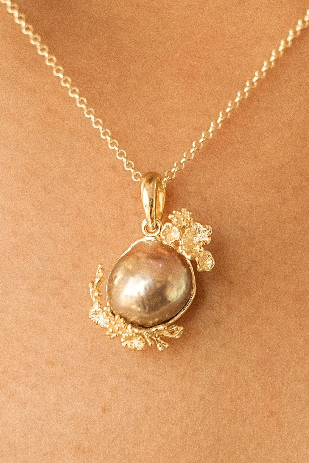 CREATIVE JEWELLERY STUDIO | Baroque Edison Pearl, Gold Plated Silver Necklace by Satine Gems Jewelry