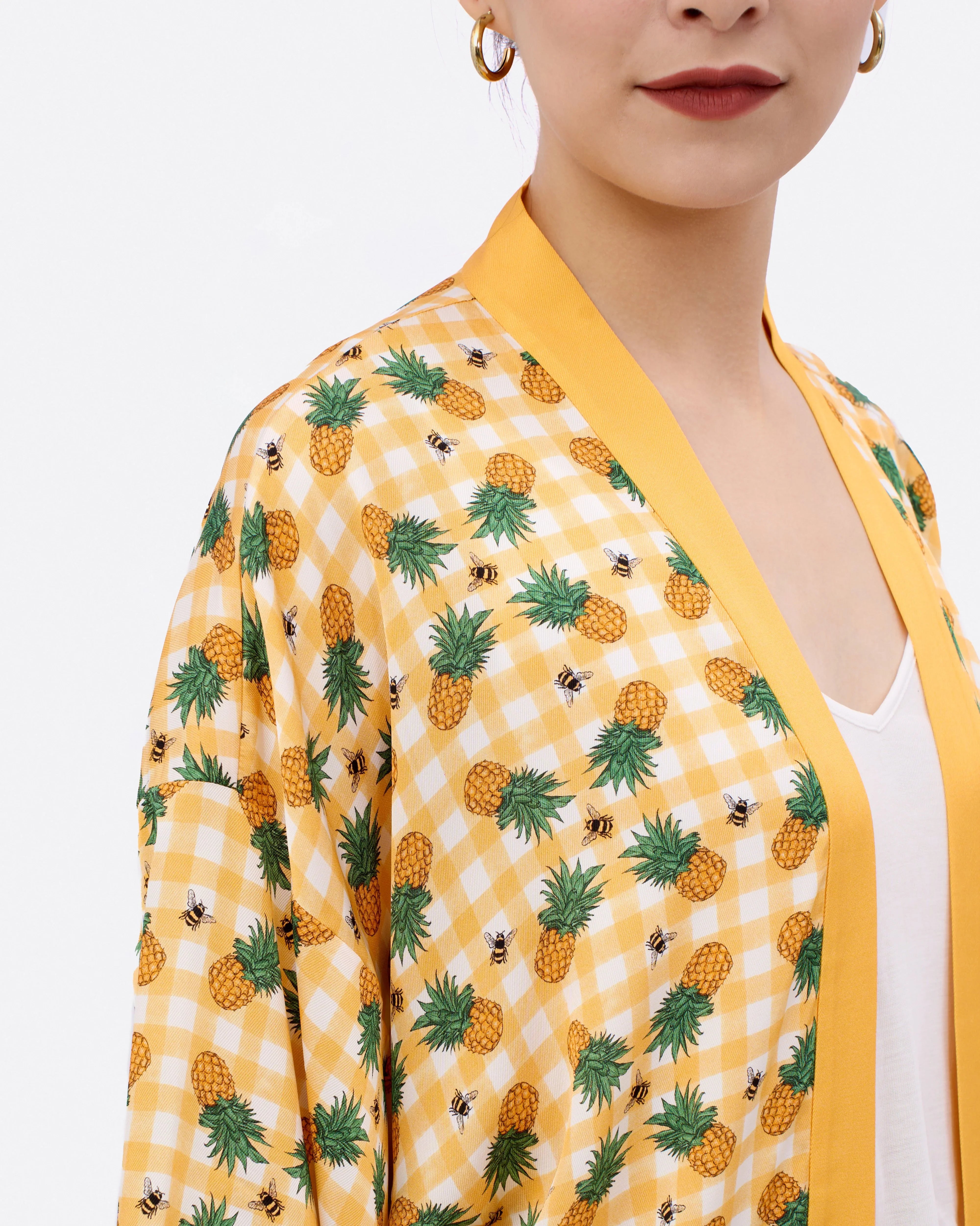 STUDIO QILING | Pineapple Amber Silk Blend Kimono