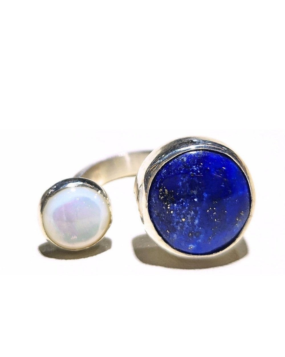 CREATIVE JEWELLERY STUDIO | Lapis Lazuli & Mother of Pearl Bubble Ring by Design of Gems