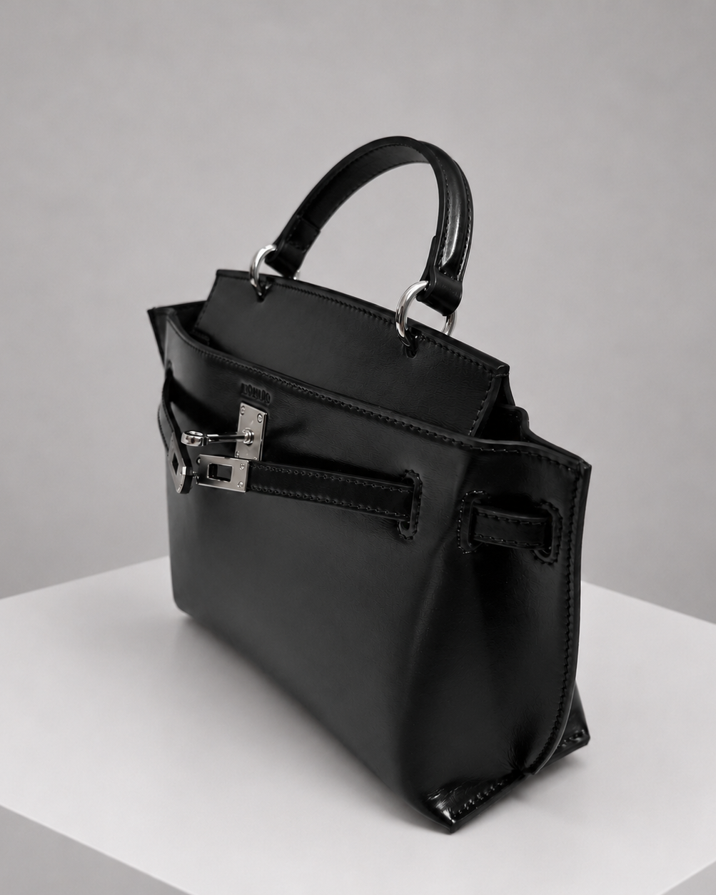 WU HAUS | Le H 30 Black Leather Top Handle Bag