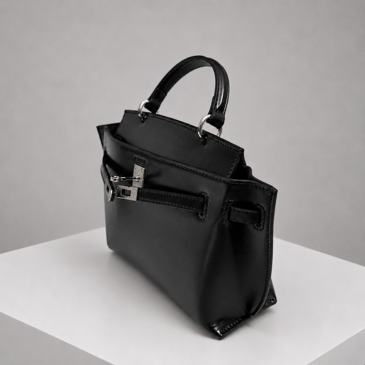 WU HAUS | Le H 30 Black Leather Top Handle Bag