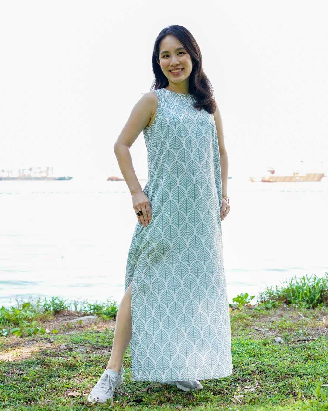 NIMBU | Luna Slit Women's Dress In Blue Shells