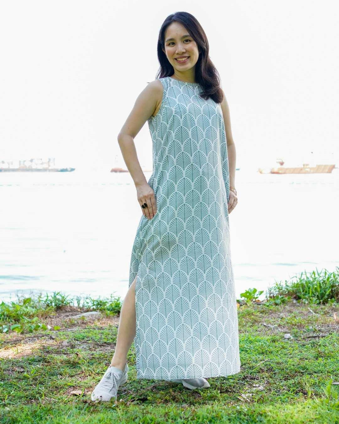 NIMBU | Luna Slit Women's Dress In Blue Shells