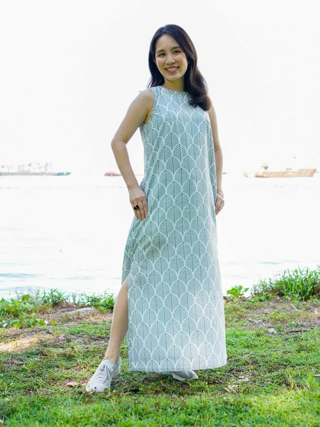 NIMBU | Luna Slit Women's Dress In Blue Shells