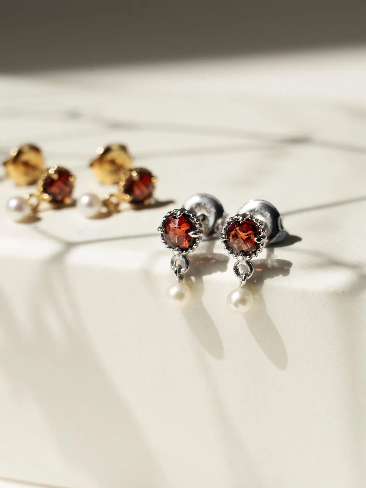 EMBRACE JEWELLERY | Pearl Whisper Drops With Garnet