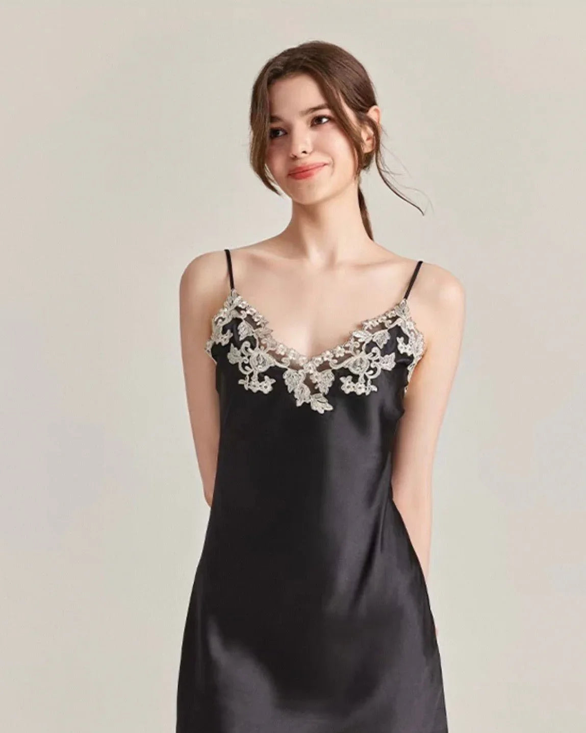 BELLS & BIRDS | Florentine Mulberry Silk Slip (Black)