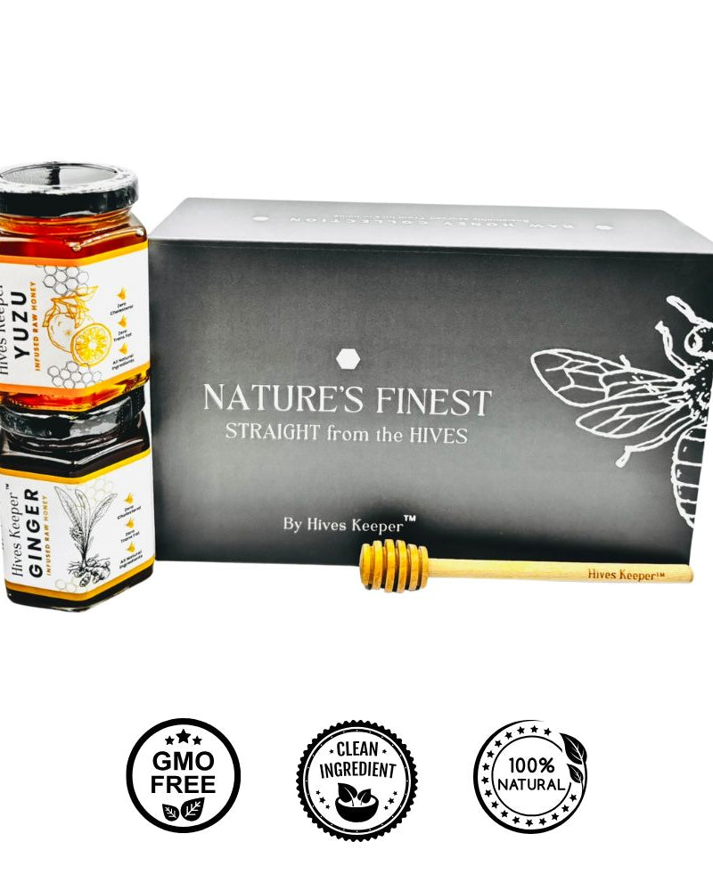 HIVES KEEPER | Infused Raw Honey Combo Gift Set - Yuzu & Peach Infused Raw Honey