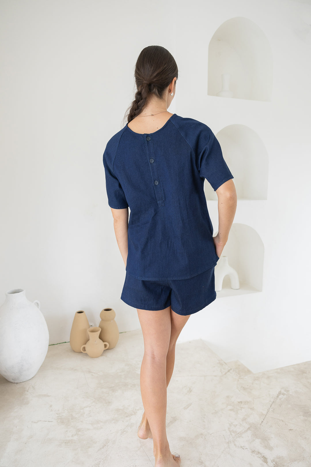 OLIVE BASICS | Joanna Reversible Boxy Denim Tee