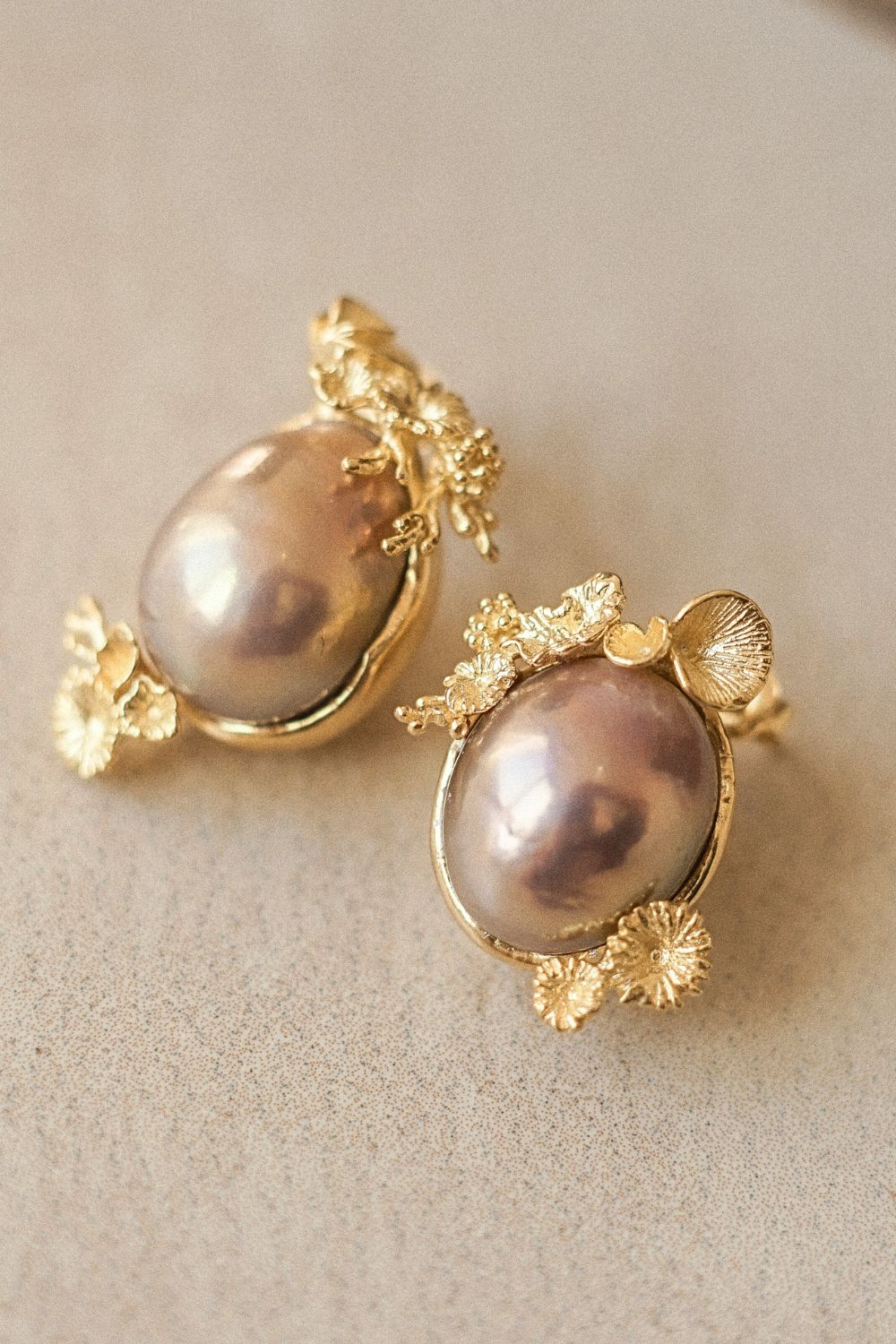 CREATIVE JEWELLERY STUDIO | Baroque Edison Pearl, Gold Plated Silver Stud Earrings by Satine Gems Jewelry