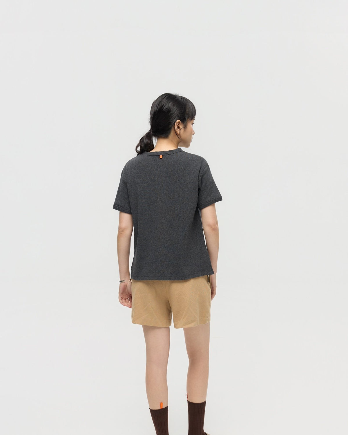 3EIGHTH | Military Henley Tee in Charcoal Marl