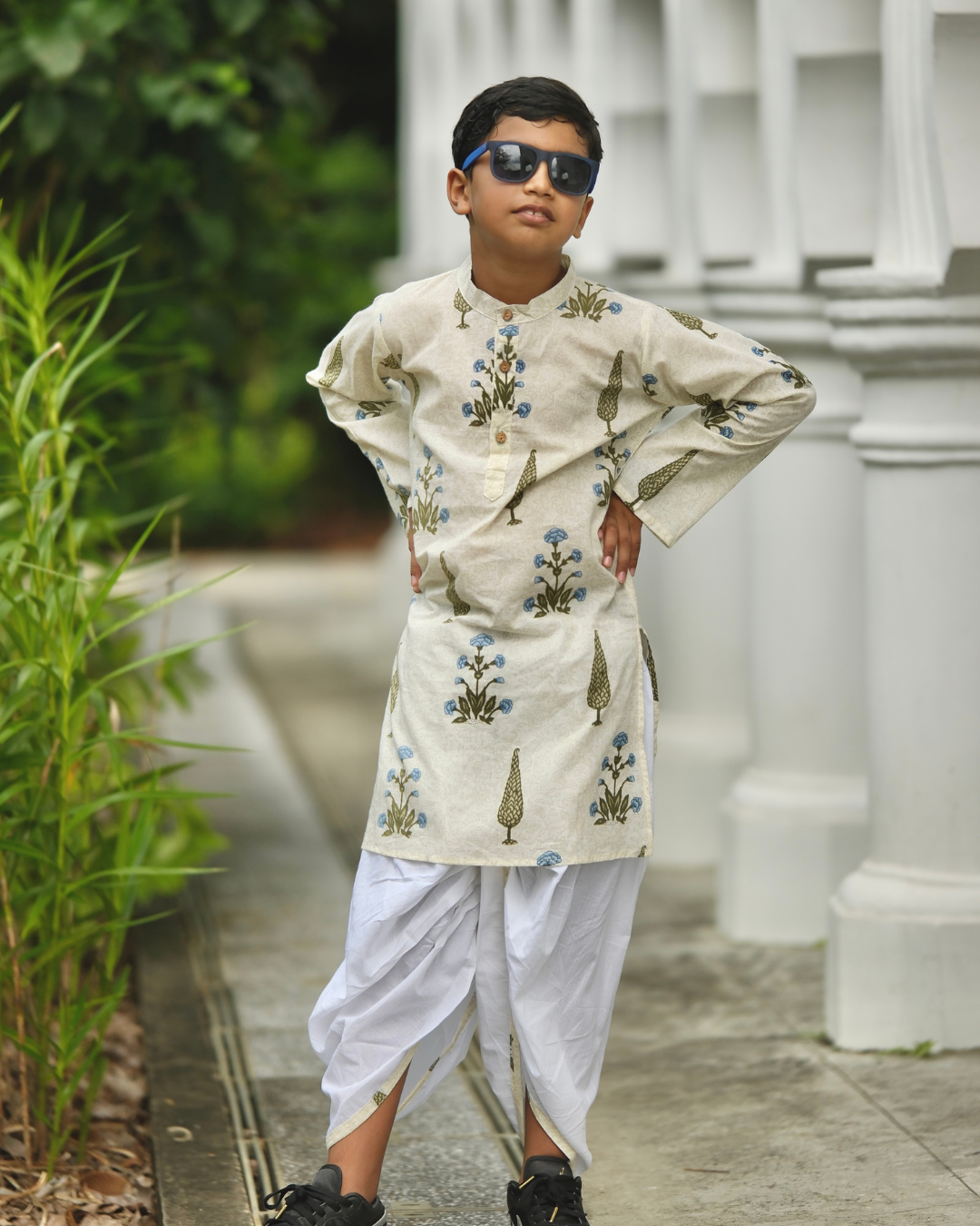 NIMBU | Shaheen Blue Boys Kurta Dhoti In Cotton