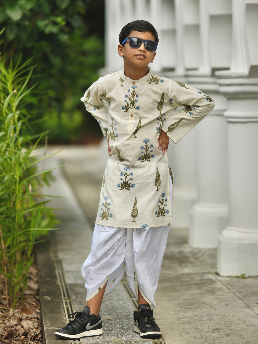 NIMBU | Shaheen Blue Boys Kurta Dhoti In Cotton