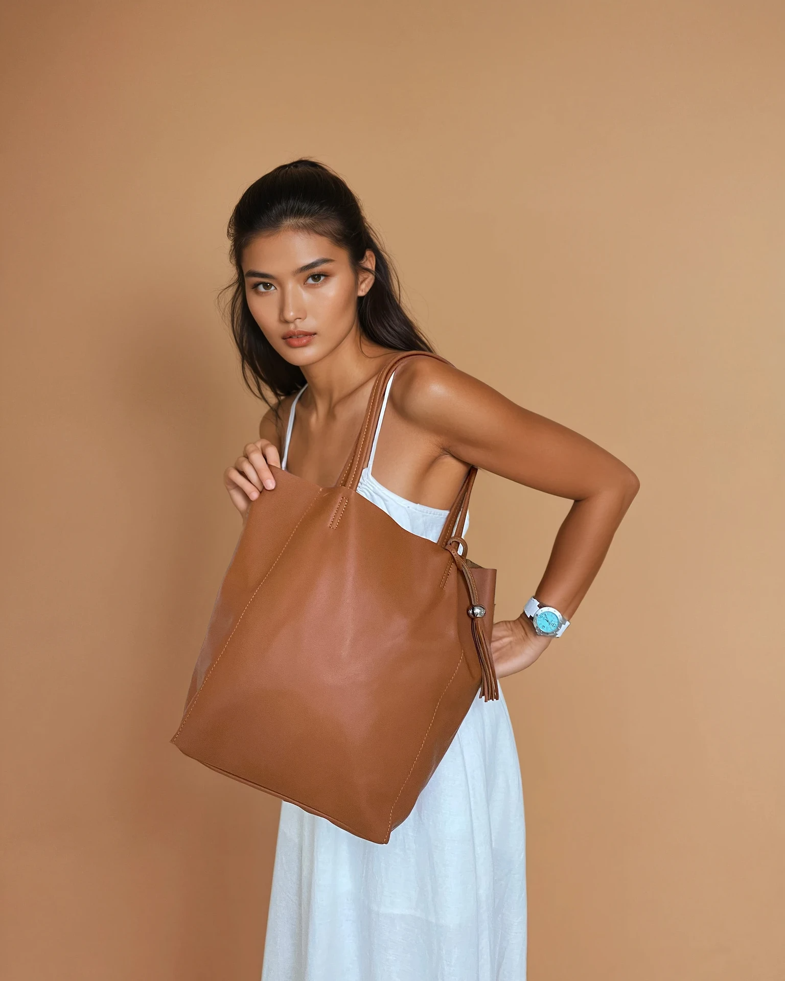 DESTI SAINT | Italian Leather Shopper - Chestnut