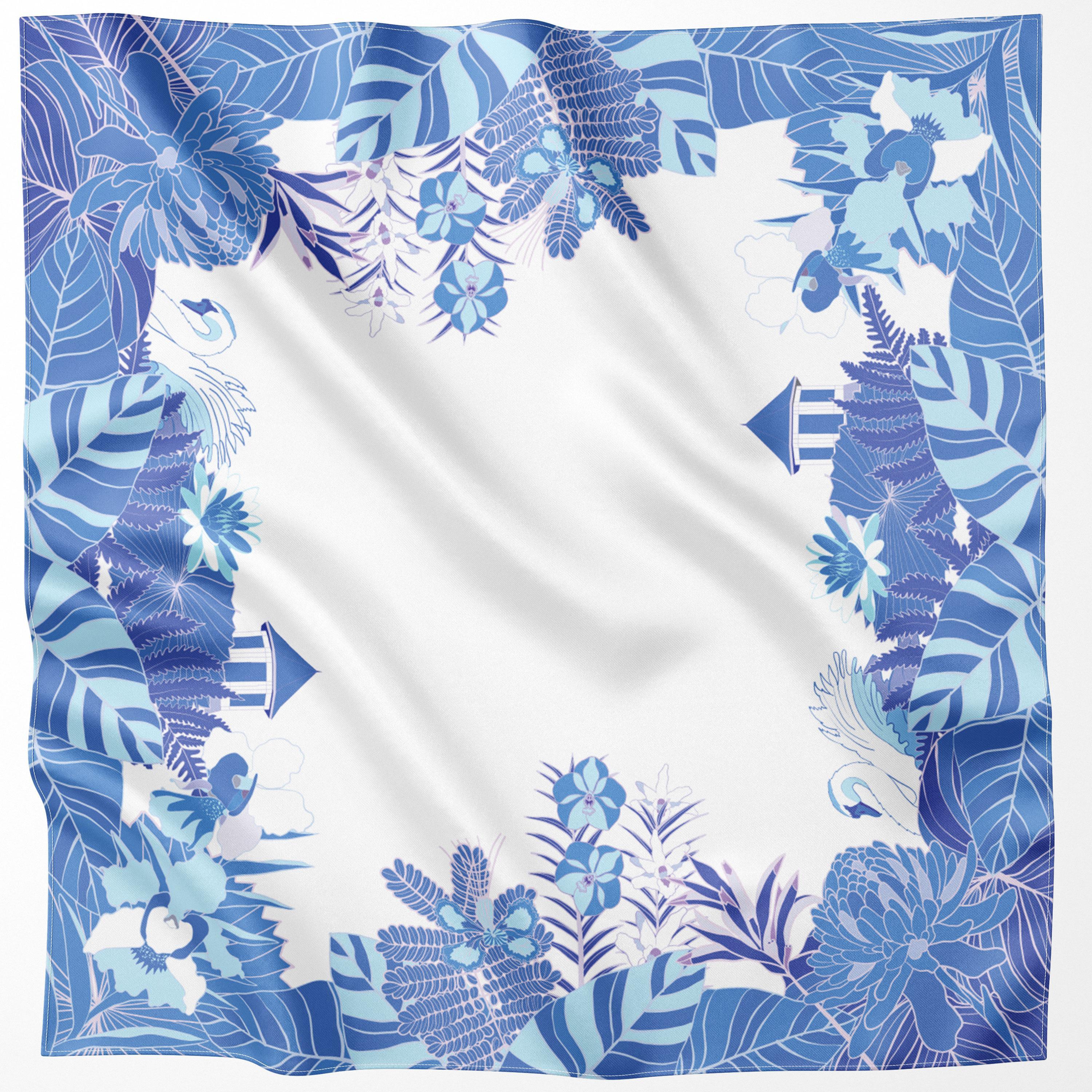 BINARY STYLE | Singapore’s Heritage in Blooms Premium Cotton Silk Scarf