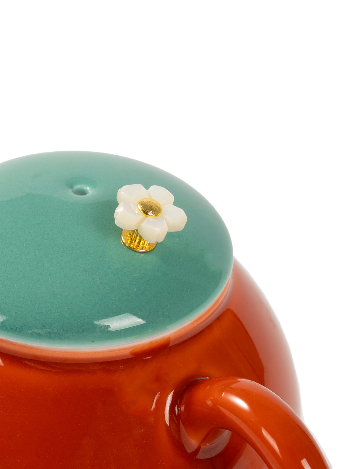 CRAFILAB | Brick Red & Turquoise Dragon Egg Teapot