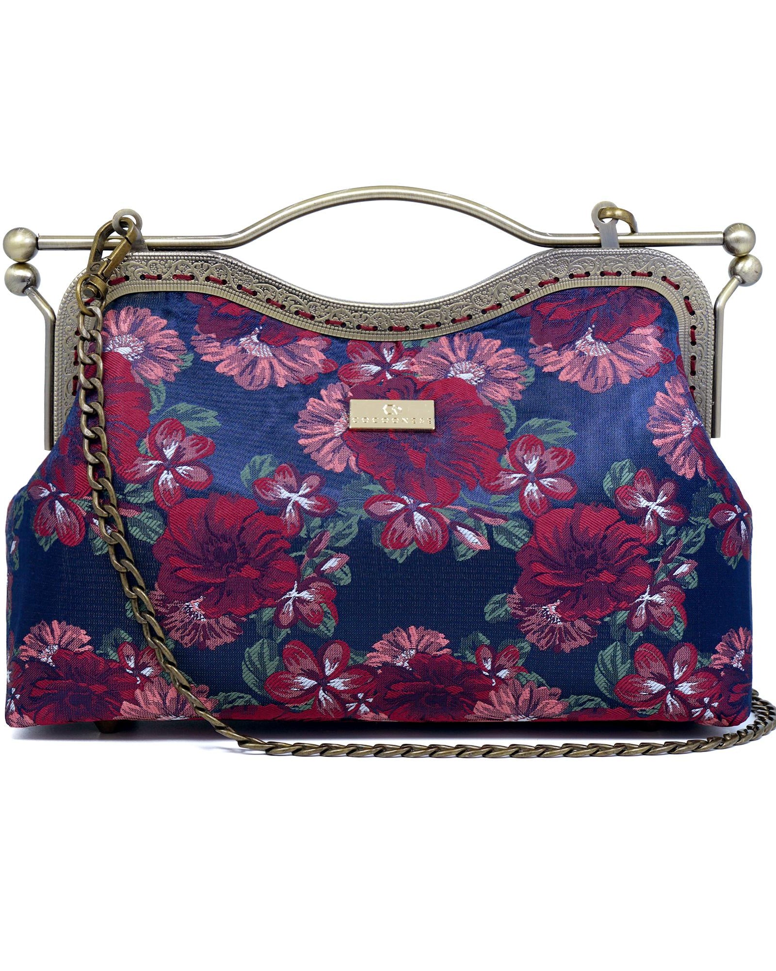 COCOONESE | Dual Lock Metal Handle Bag - Night Carnation