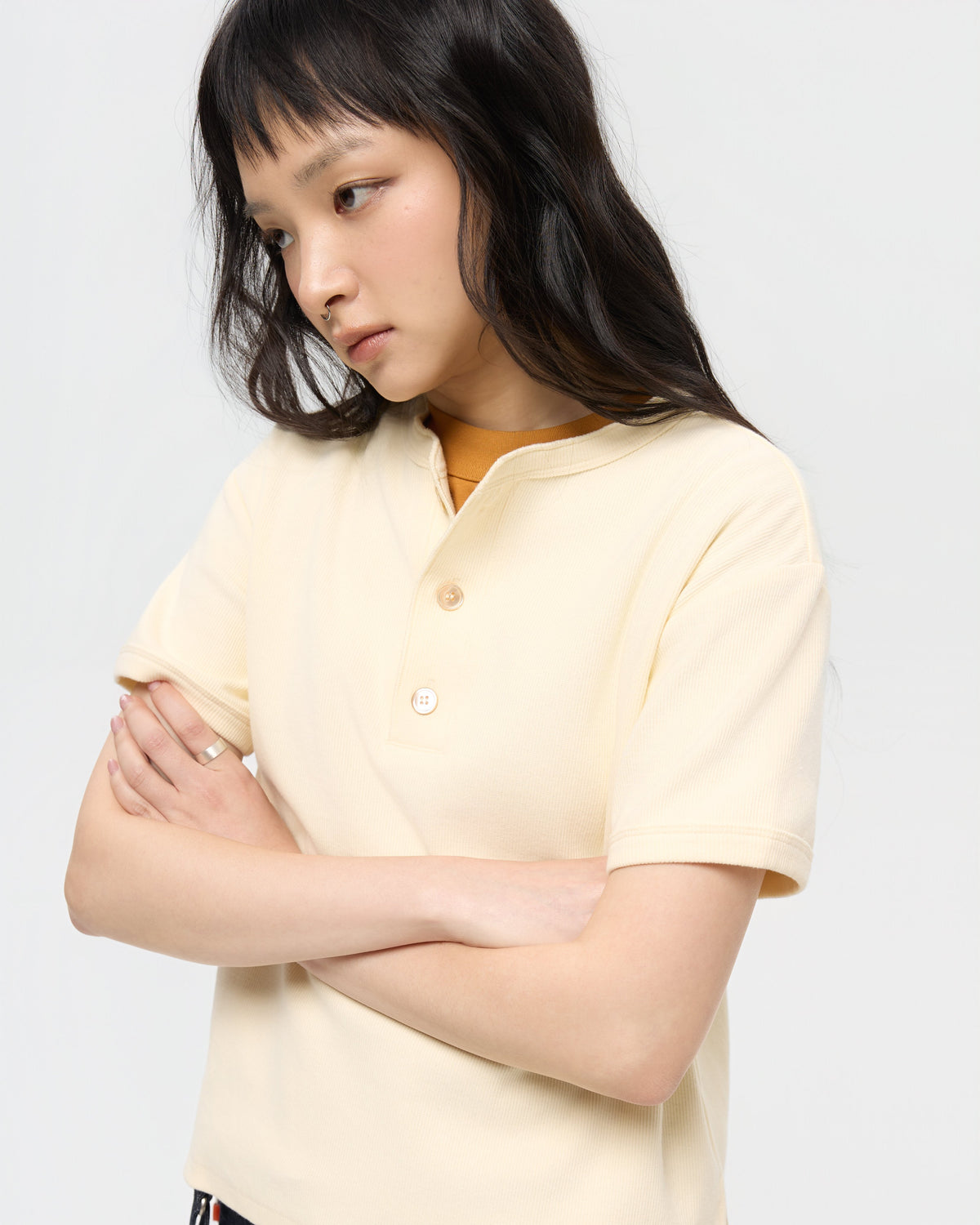 3EIGHTH | Military Henley Tee in Cream