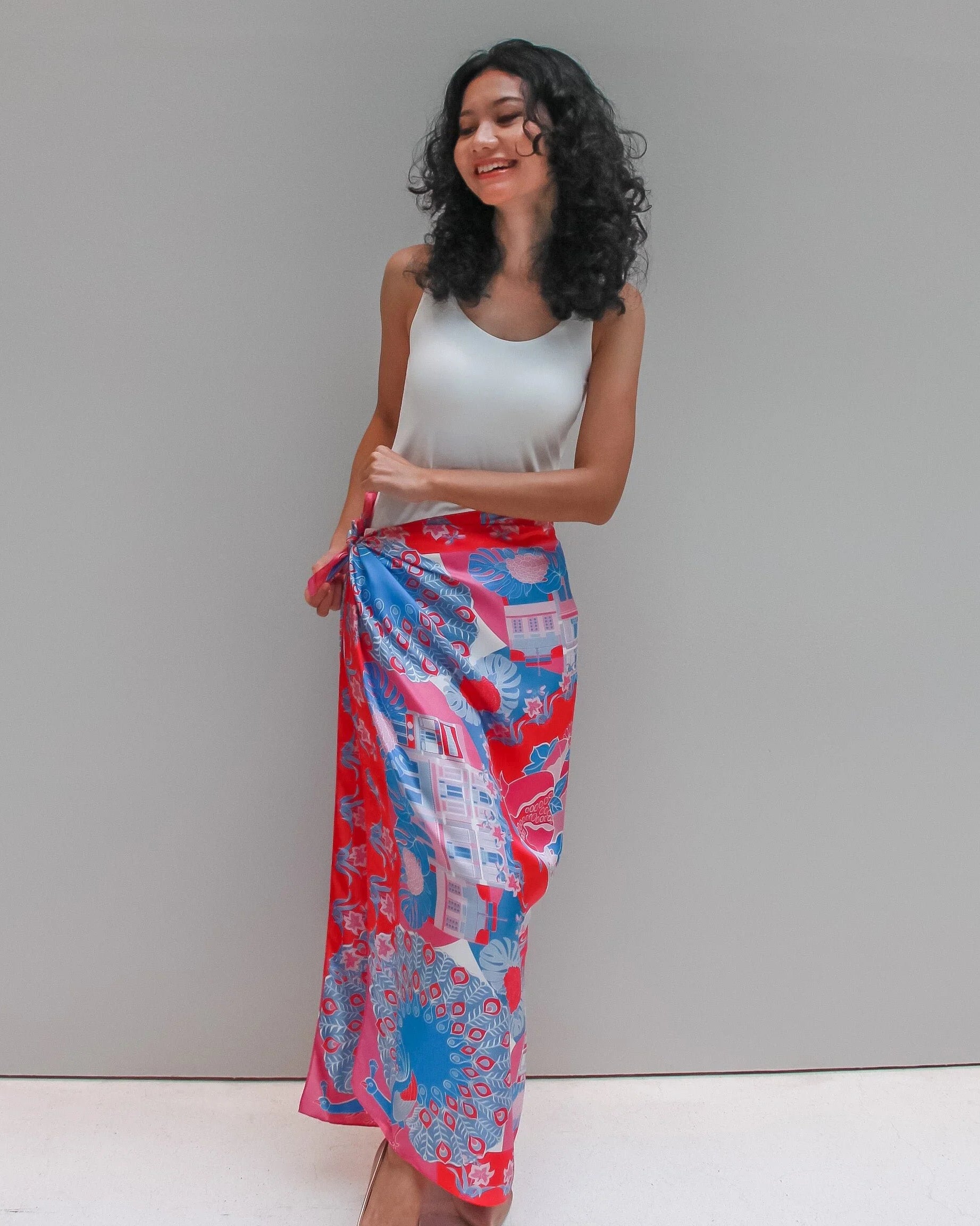 BINARY STYLE | Peranakan Epiphanies in Lilac 100% Premium Silk Scarf