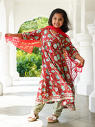 NIMBU | Reet Red Angarkha Anarkali With Pants