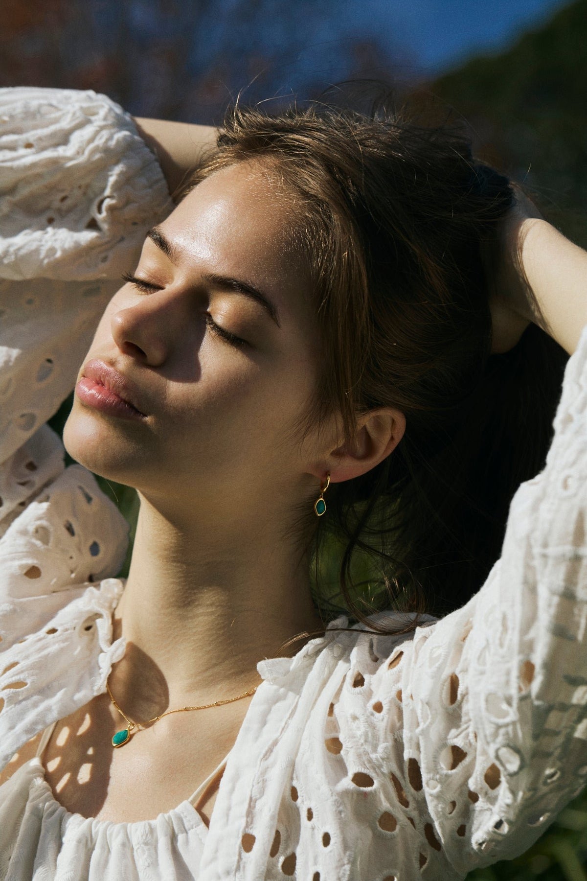 RINA LEE | Courage Amazonite Hoop Dangle Earrings