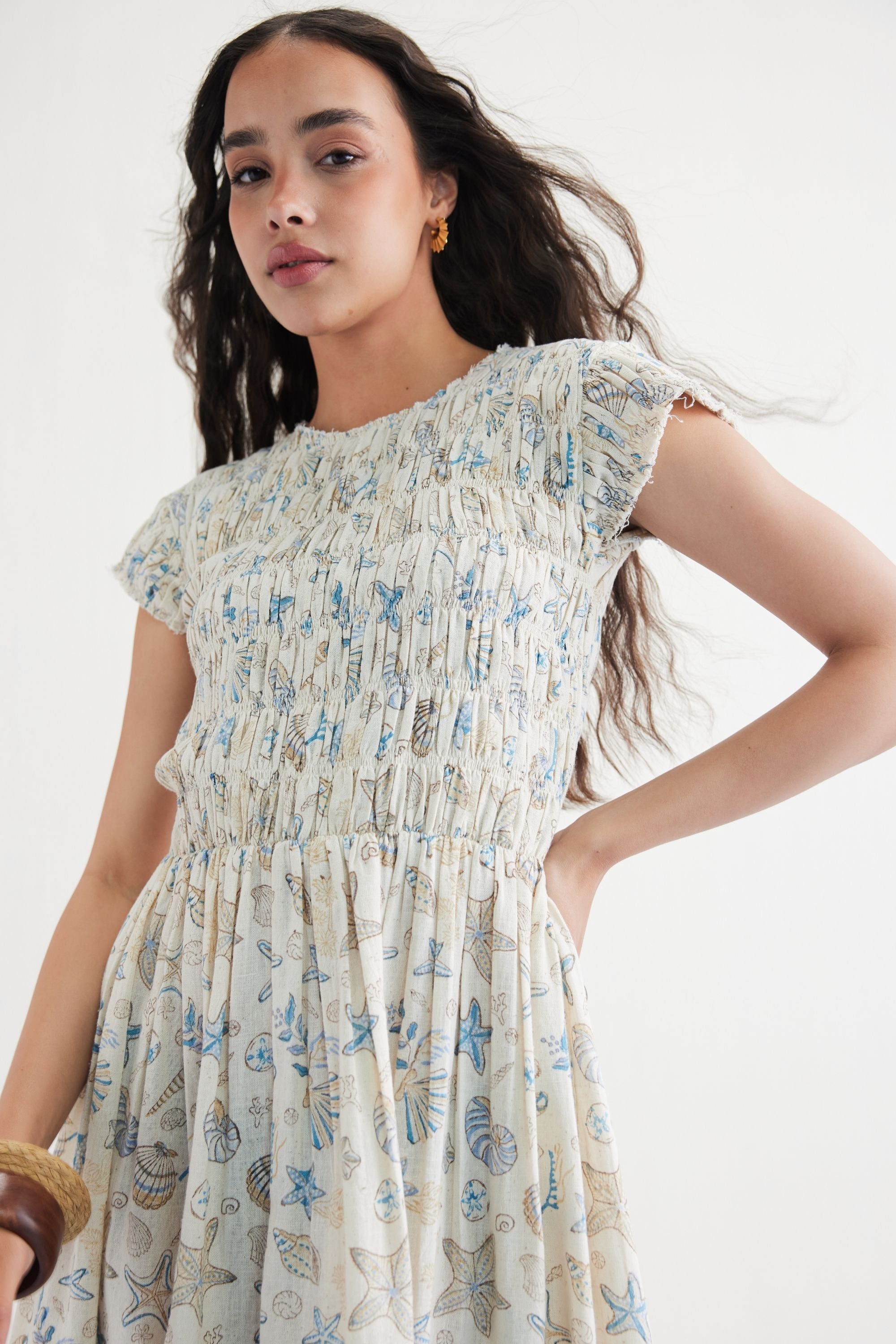 SUI | Pearly Ocean Handwoven Kala Cotton Maxi Dress