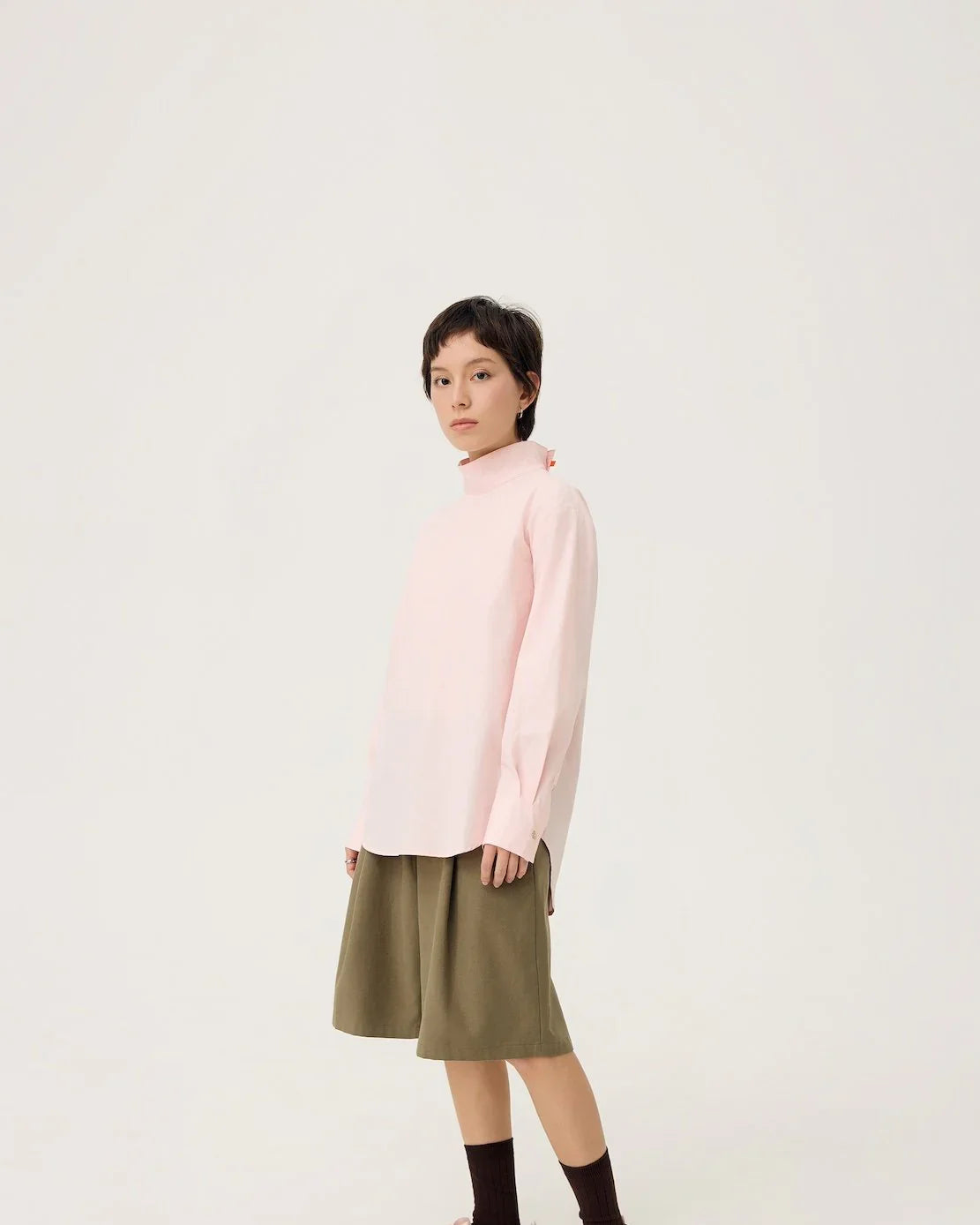 3EIGHTH | Oki Scarf Collar Top in Sakura Pink