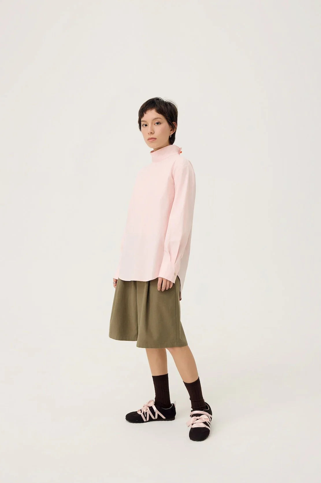 3EIGHTH | Oki Scarf Collar Top in Sakura Pink