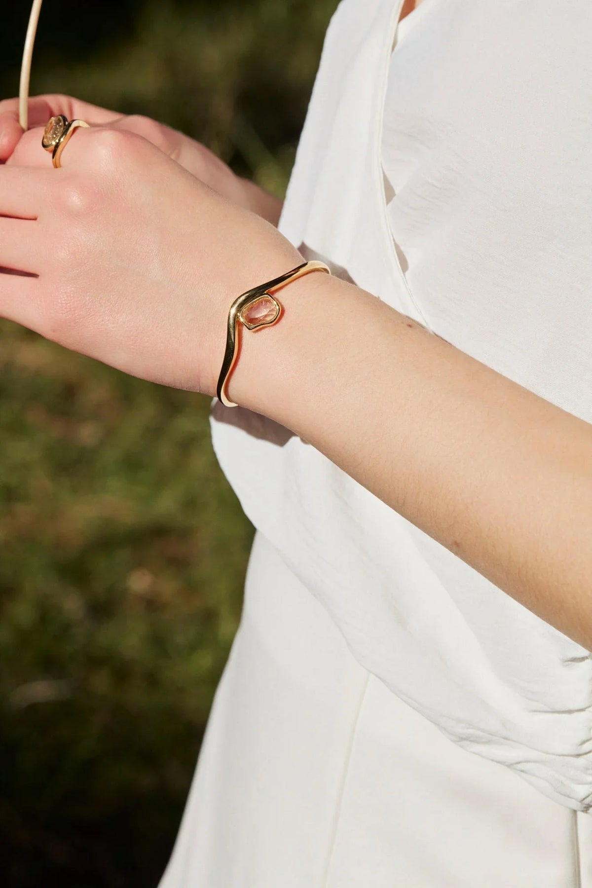 RINA LEE | GOLDEN Rutile Quartz Cuff Bracelet | 18K Gold Vermeil