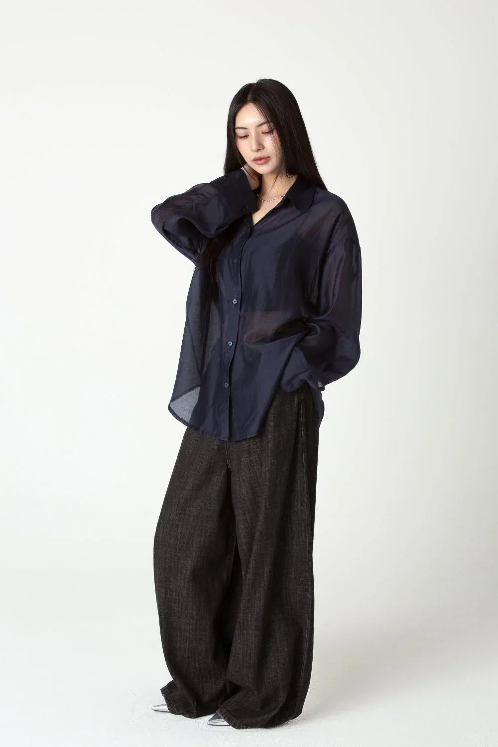 SAERO COLLECTIVE | Malgeun Tencel Shirt | Navy