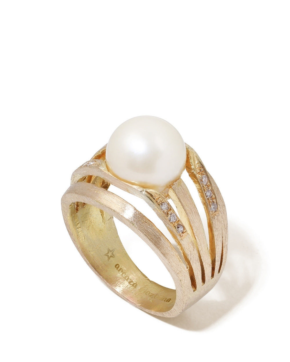 CREATIVE JEWELLERY STUDIO | 18k Gold Pearl & Diamond "Treasure of the Sea" Ring by Arcaza Riezelina