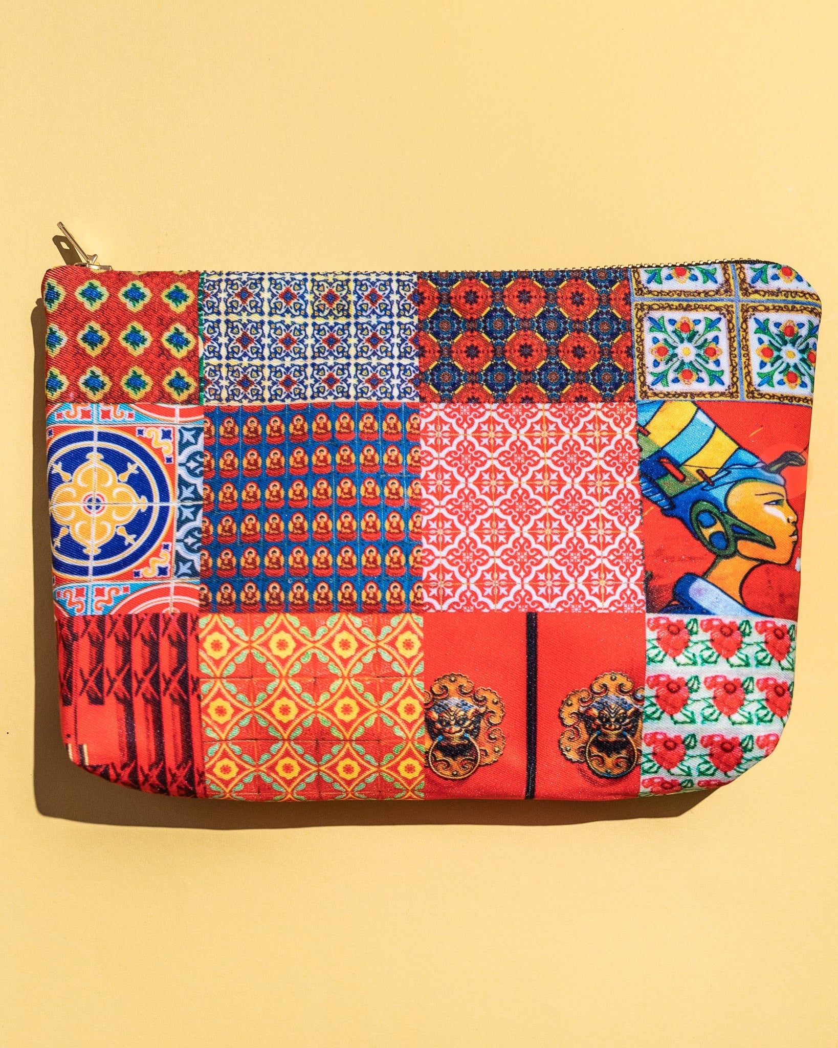 PHOTO PHACTORY | Peranakan Tiles Design Travel Pouch | Barn Red