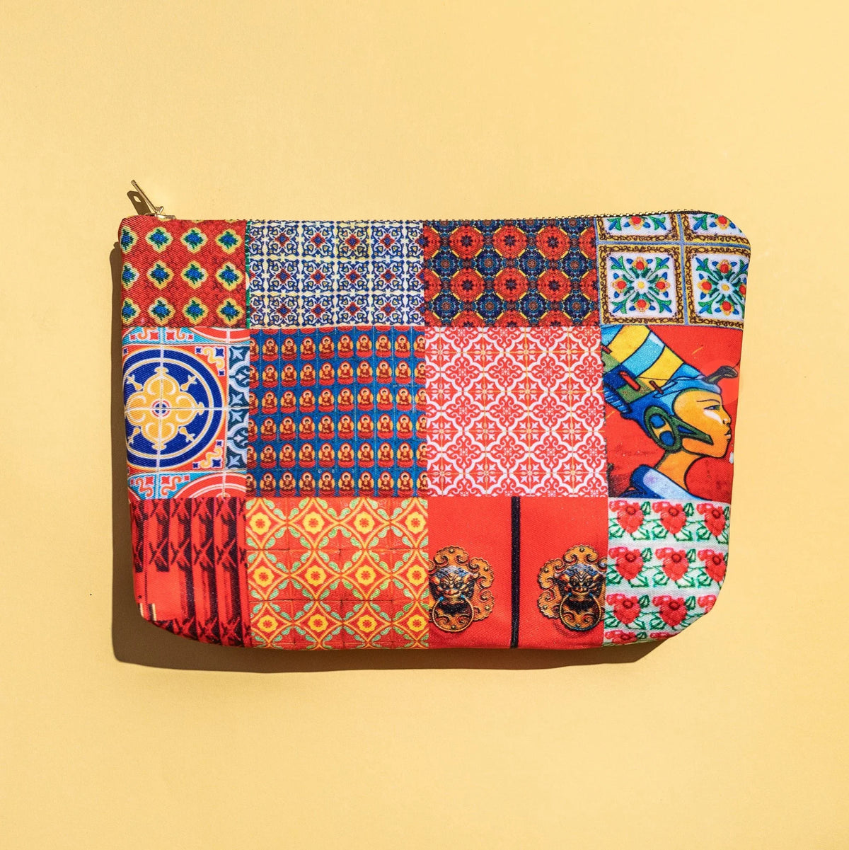 PHOTO PHACTORY | Peranakan Tiles Design Travel Pouch | Barn Red