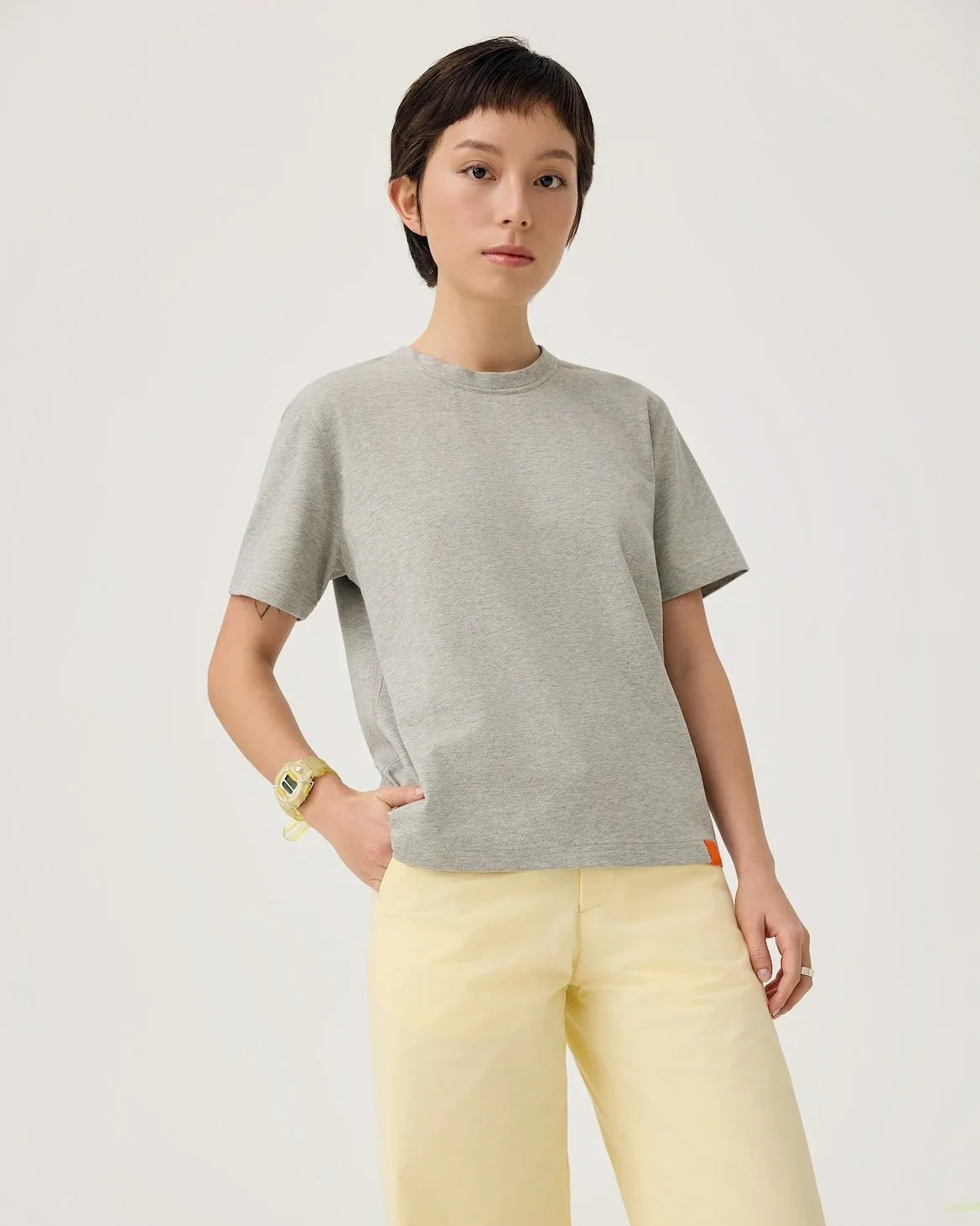 3EIGHTH | Everyday Reversible Tee In Zinc Grey & Lemon Fizz