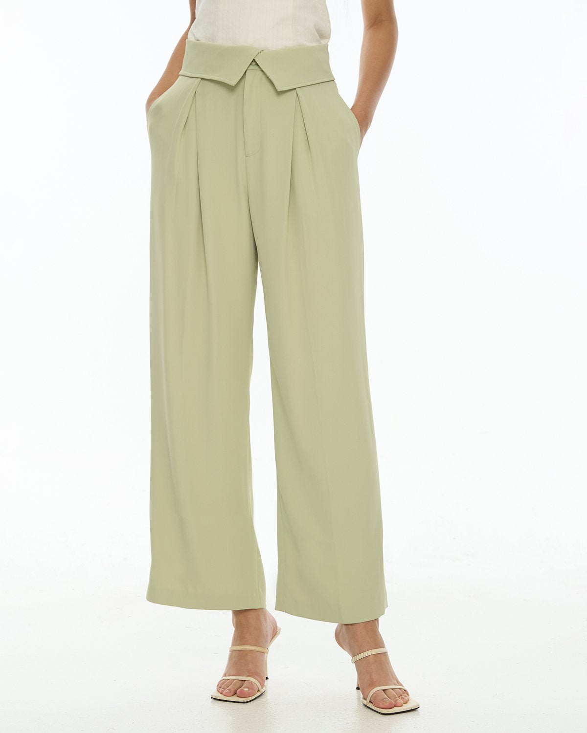 DRESSINGPAULA | Waistband Flap Wide Leg Pants
