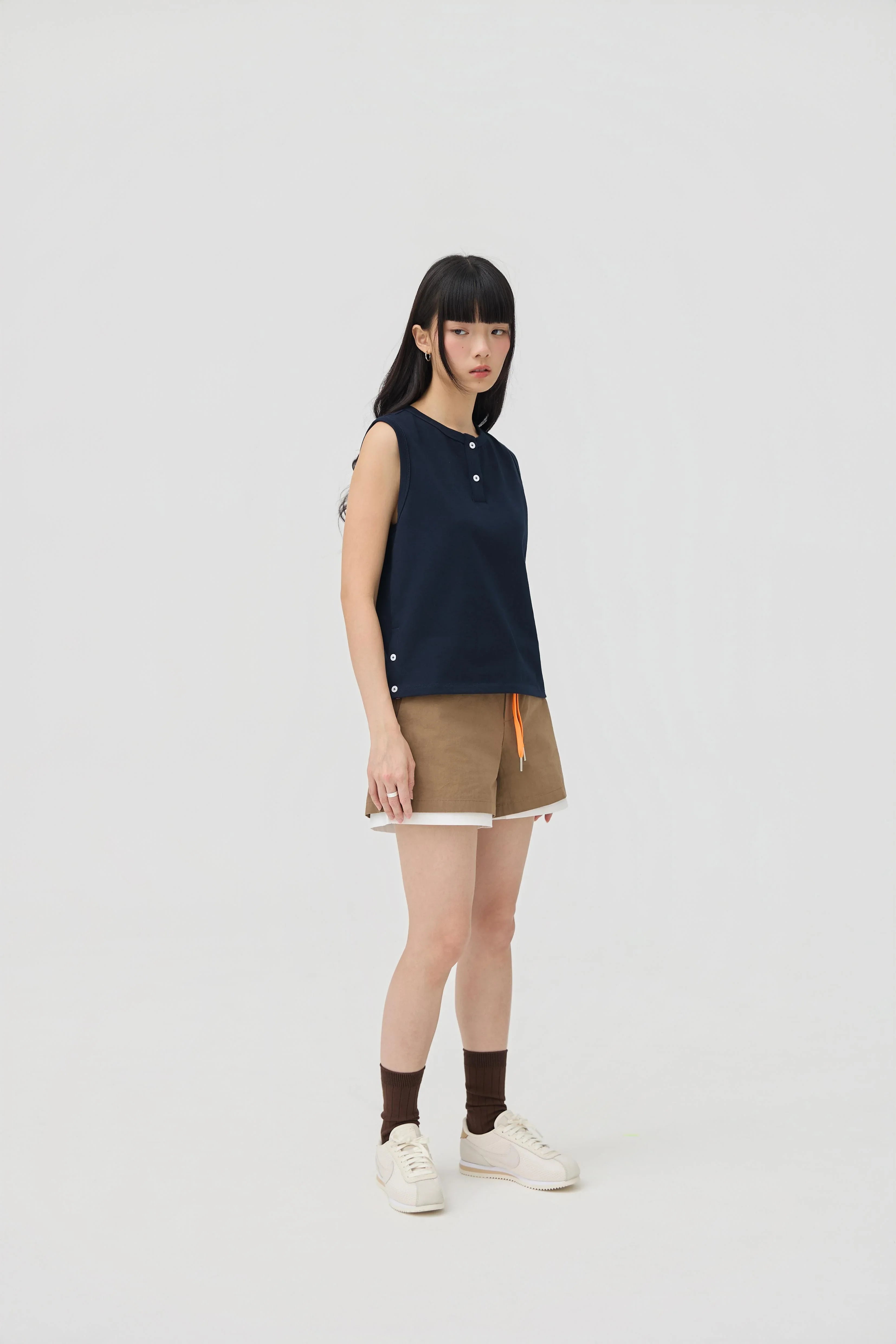 3EIGHTH | Musubi Henley Tank In Navy