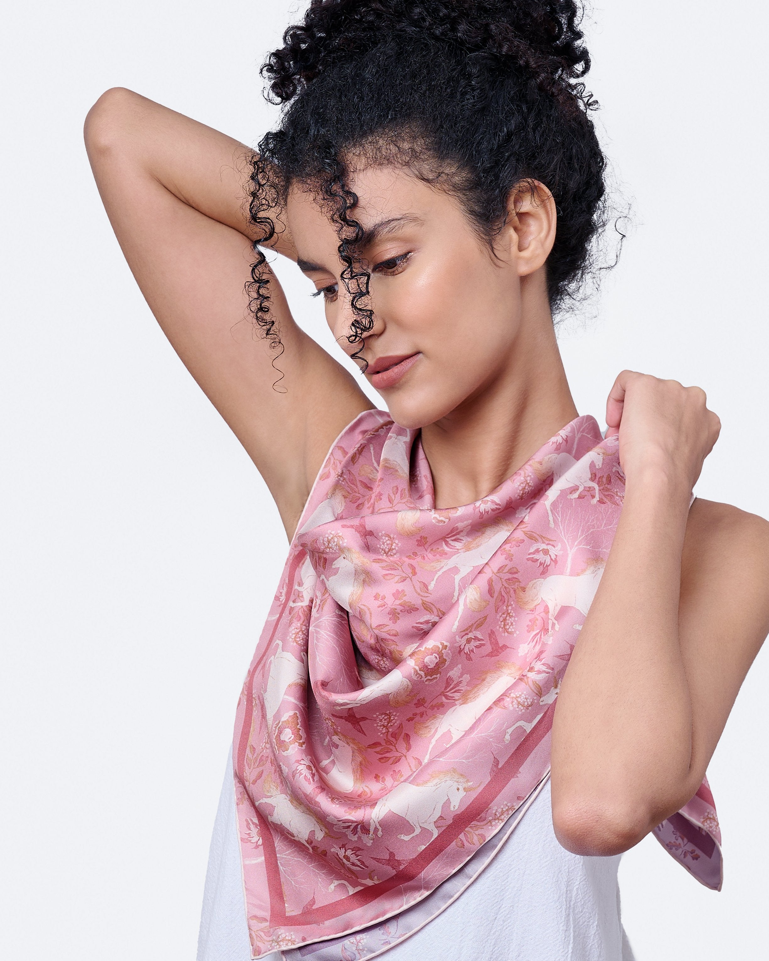STUDIO QILING | Unicorn Spring Magic Double Side Silk Scarf 100