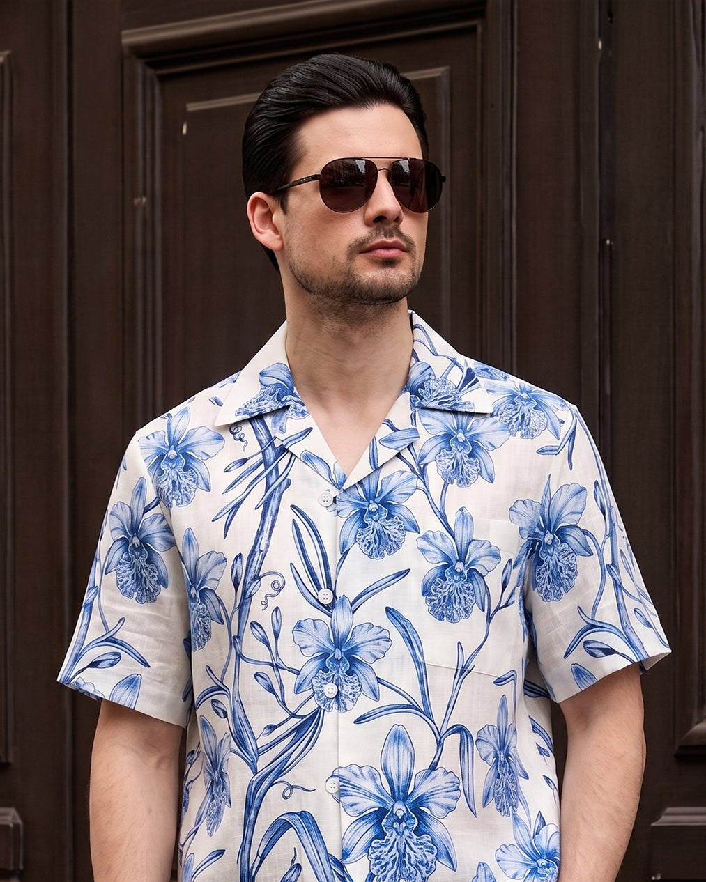 KANZI COLLECTION | Blue Orchid Print Shirt