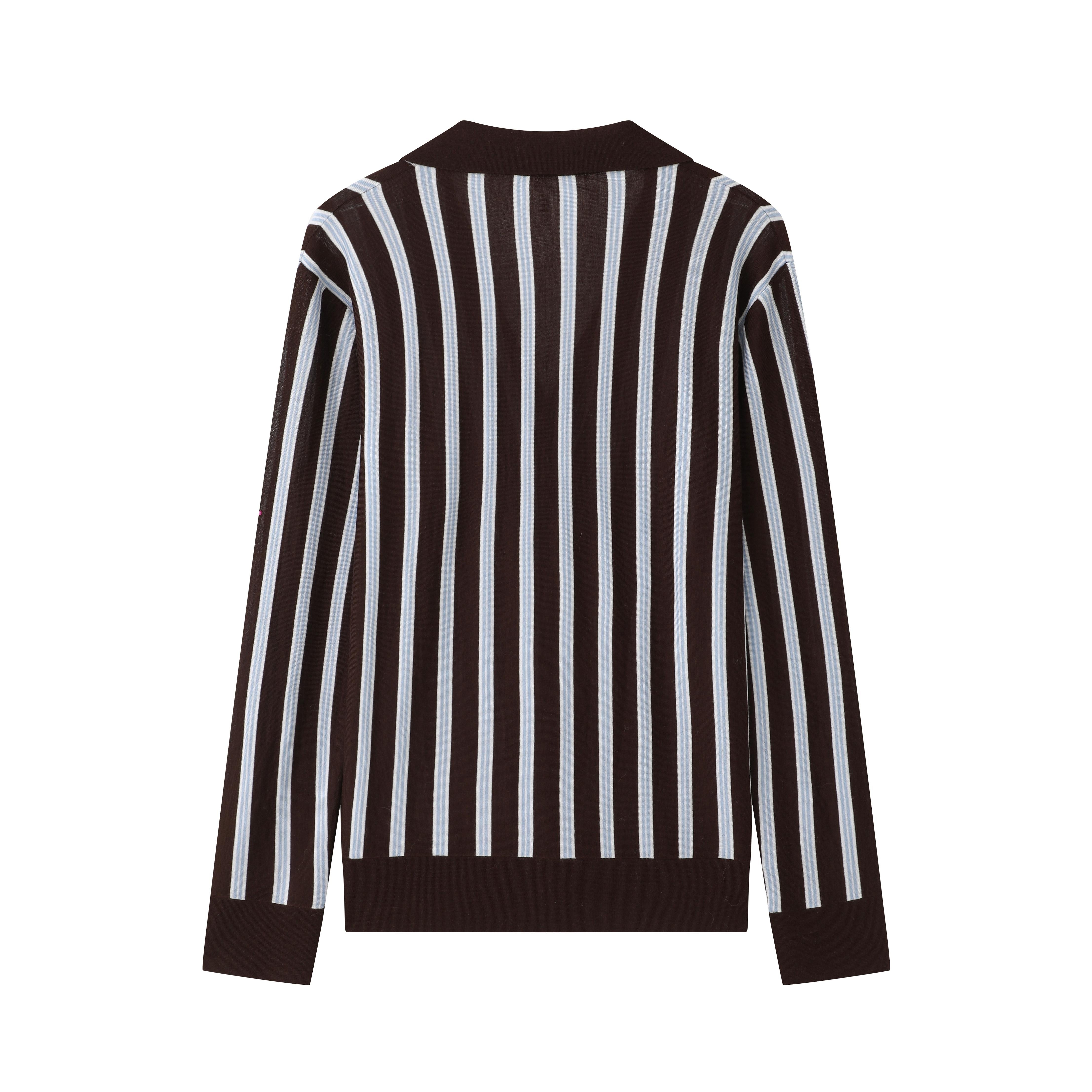 LAYERPLAN | Aziel Light Weight Wool Striped Polo Top
