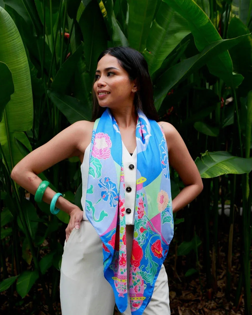 BINARY STYLE | Peranakan Bricollage Premium Silk Scarf