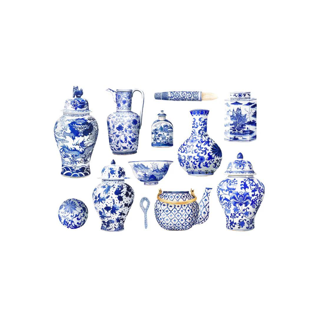 SINGLAPA | Blue Porcelain Art Print