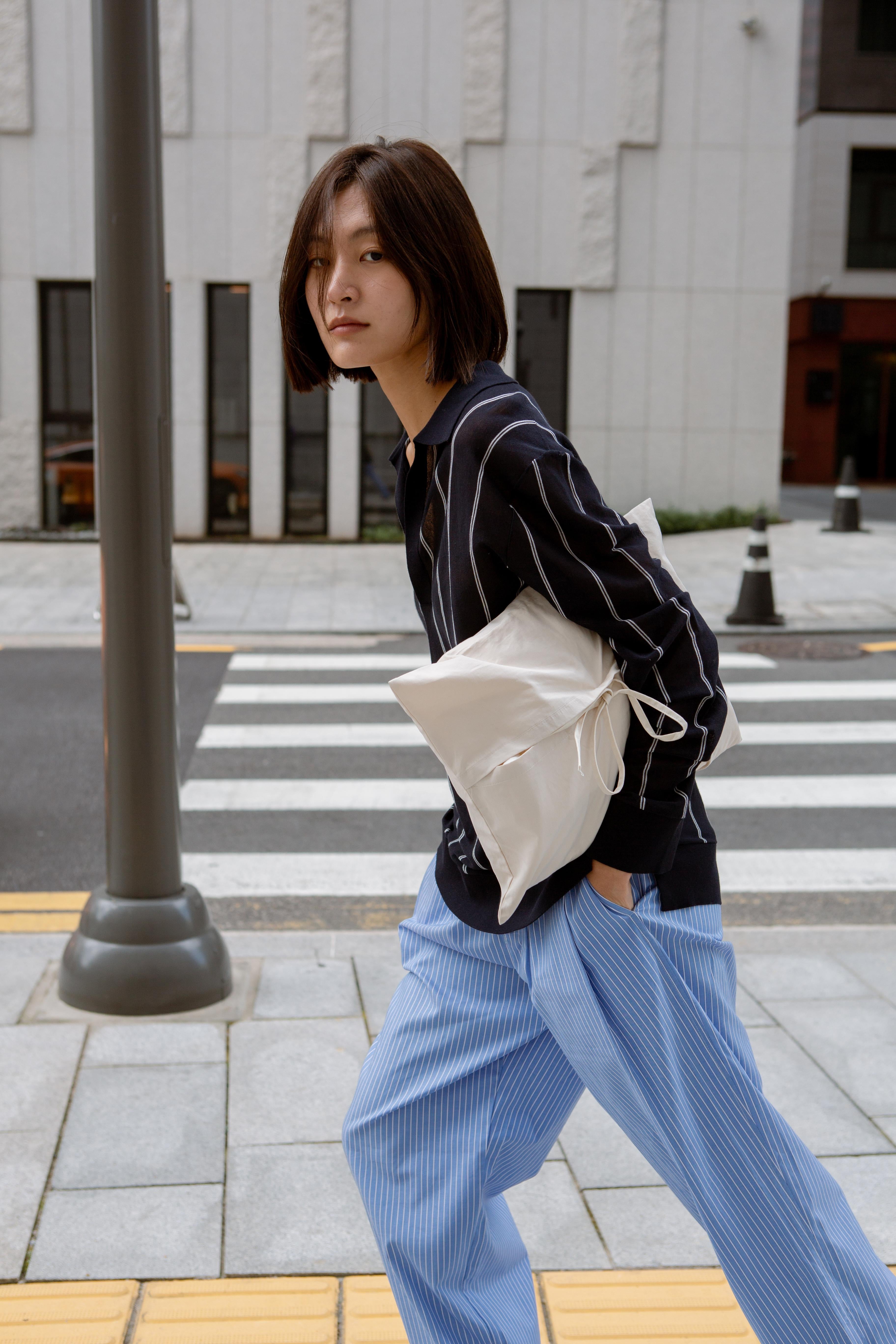 LAYERPLAN | Aziel Light Weight Wool Striped Polo Top