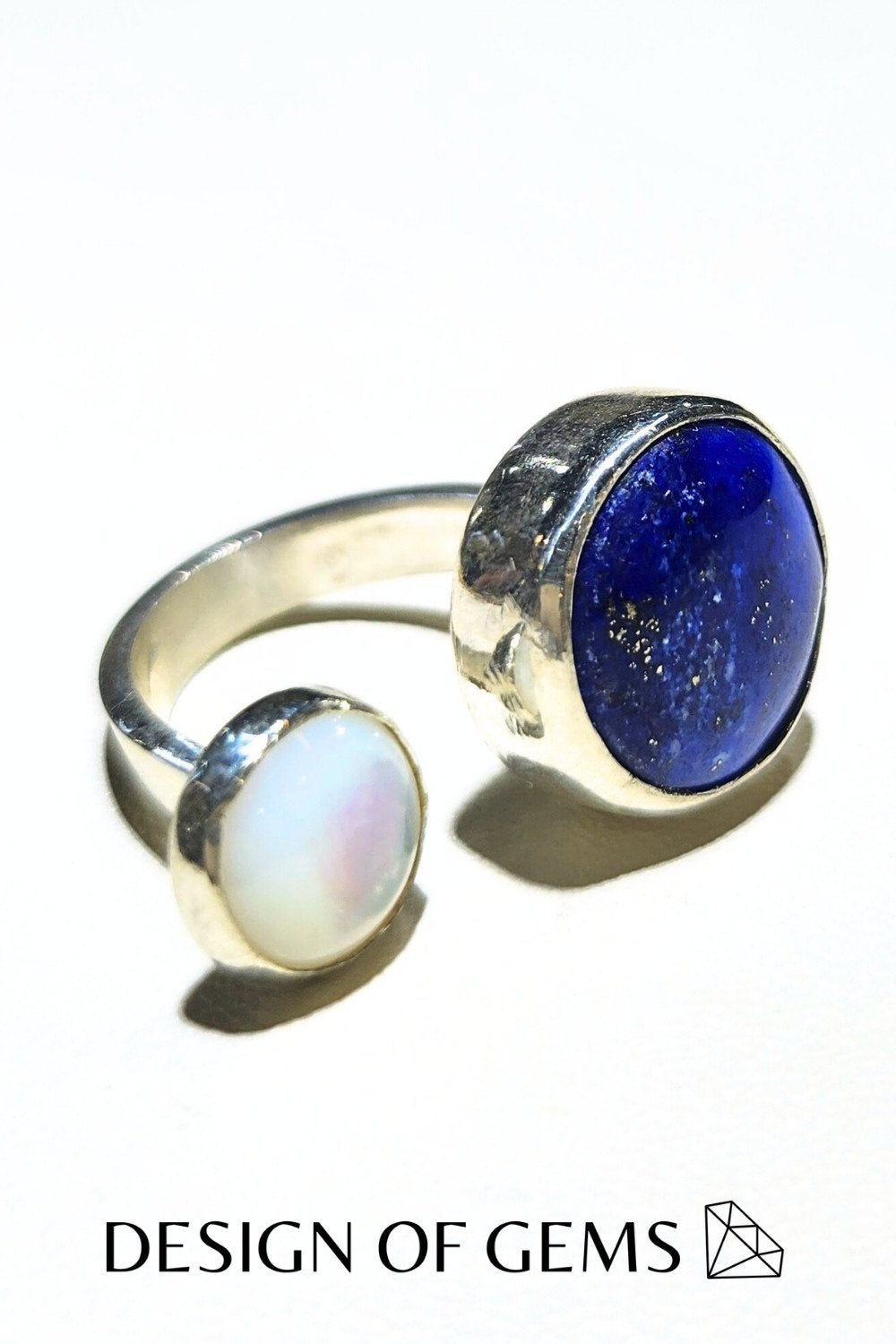 CREATIVE JEWELLERY STUDIO | Lapis Lazuli & Mother of Pearl Bubble Ring by Design of Gems