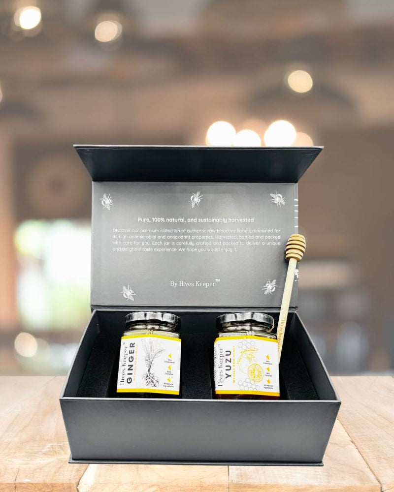 HIVES KEEPER | Infused Raw Honey Combo Gift Set - Yuzu & Peach Infused Raw Honey