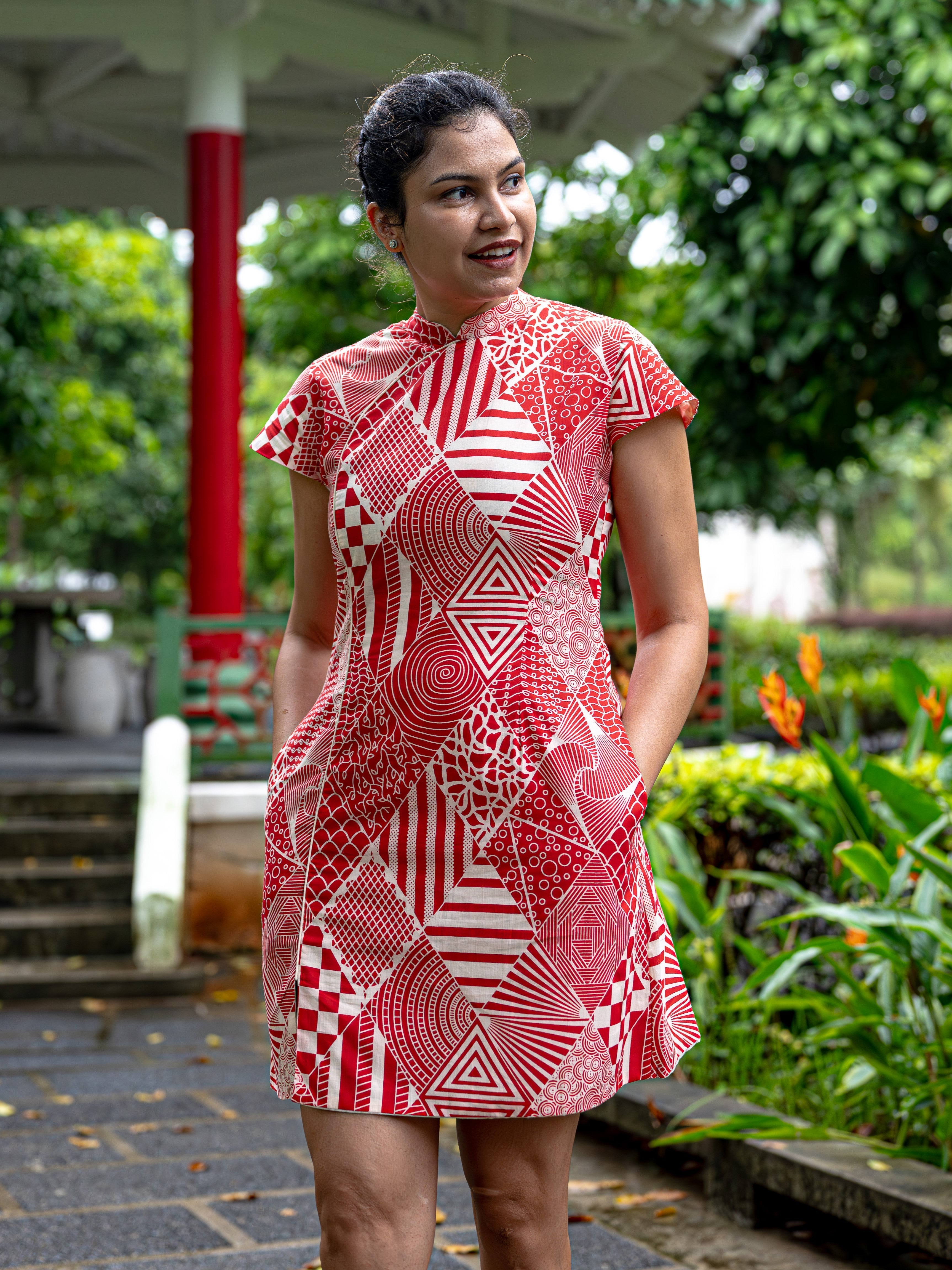 NIMBU | Imperial Women's Dress in Red & White