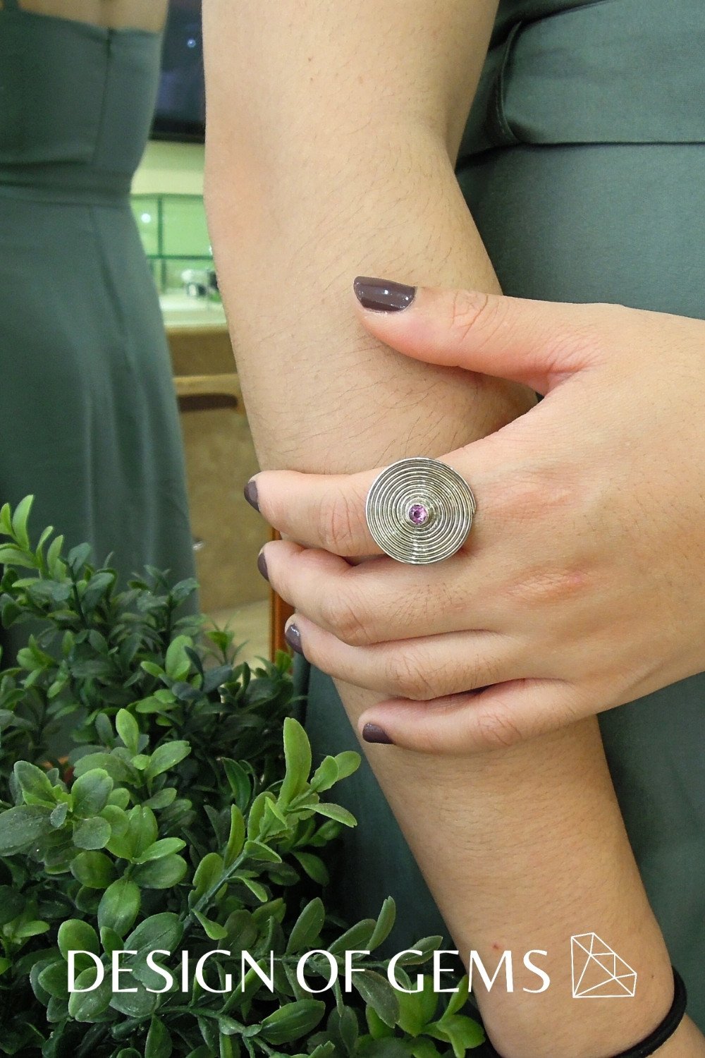 CREATIVE JEWELLERY STUDIO | Burmese Pink Sapphire, Rhodium Plated Silver, "Pansodan" Ring | Design of Gems