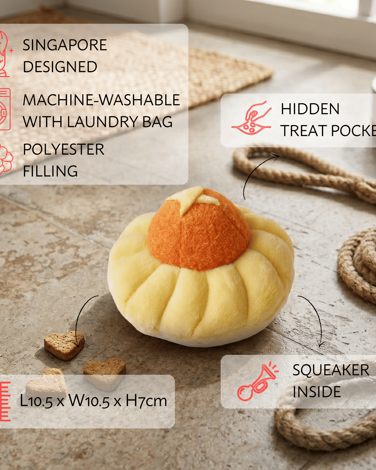 NOM | Waggle Pineapple Tart Squeakie Chew Toy