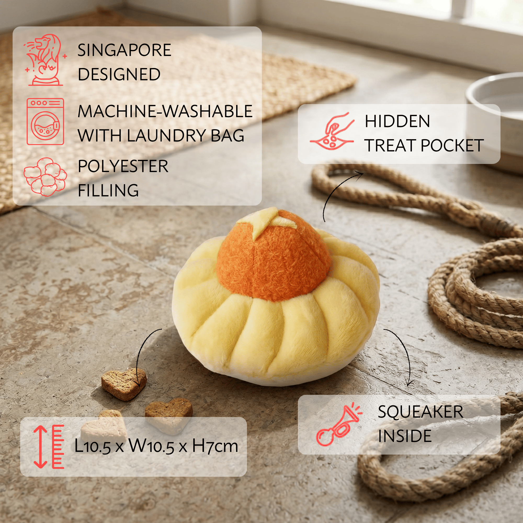 NOM | Waggle Pineapple Tart Squeakie Chew Toy