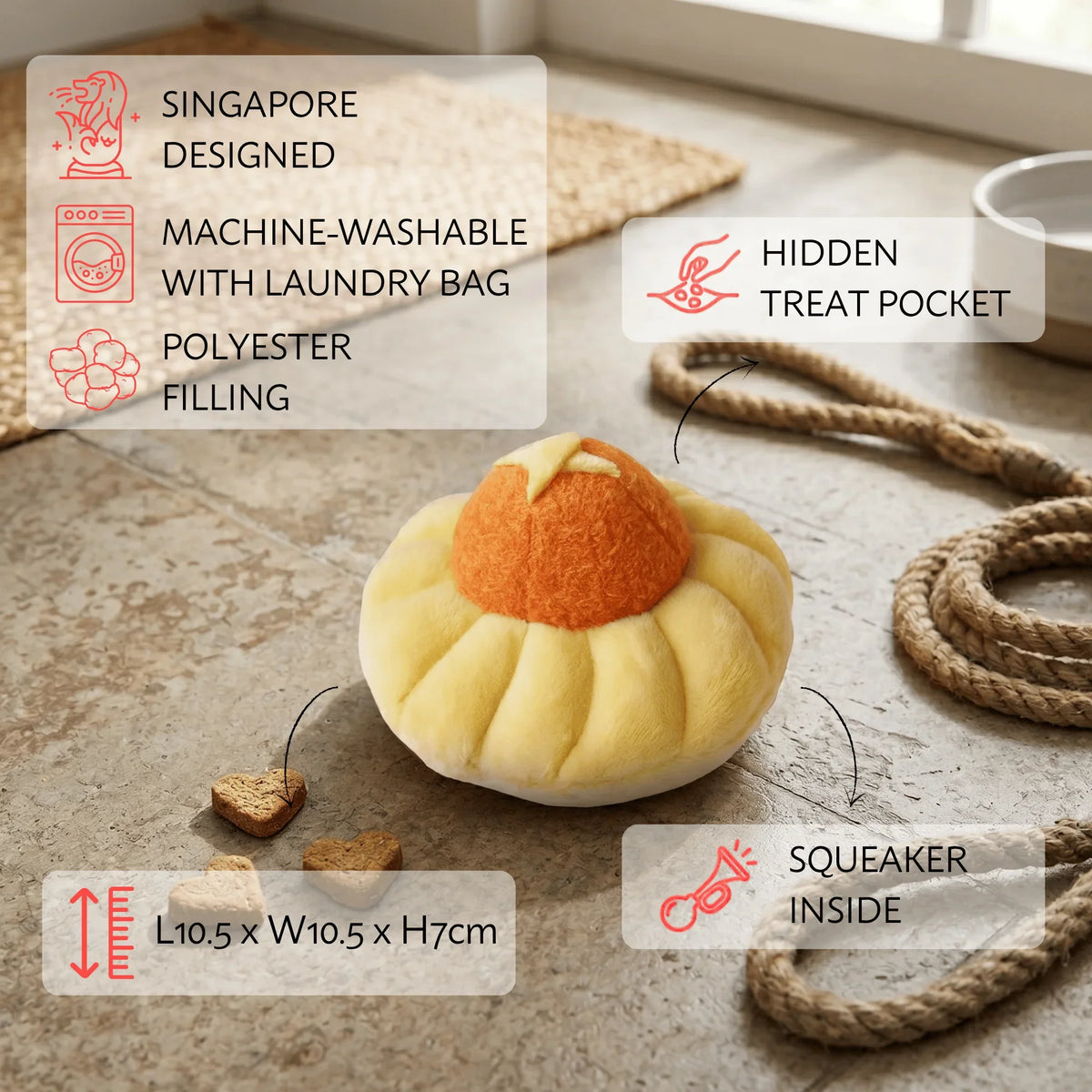 NOM | Waggle Pineapple Tart Squeakie Chew Toy